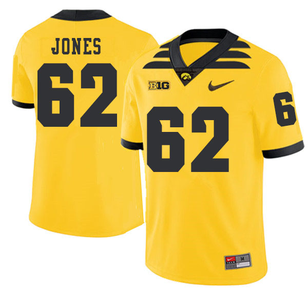 2019 Men #62 Cal Jones Iowa Hawkeyes College Football Alternate Jerseys Sale-Gold - Click Image to Close